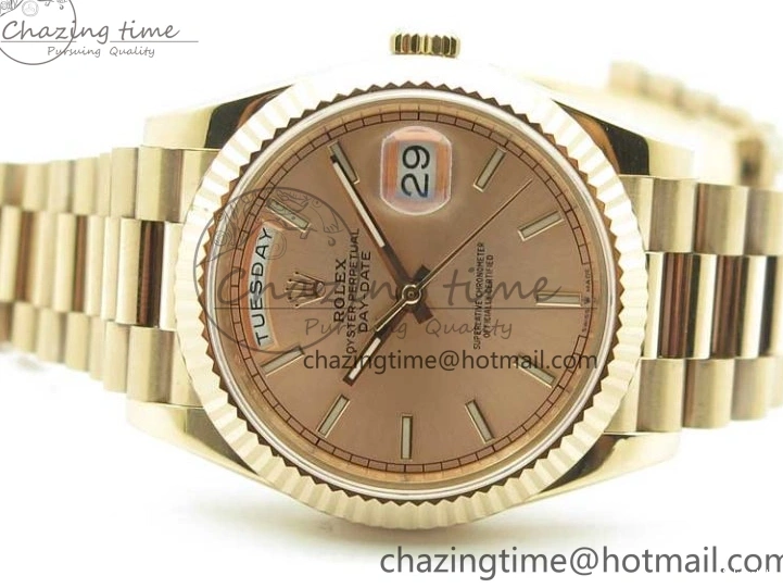 on 904 228239 Day-Date Version Dial President Stick Markers A2836 Bracelet RG RG RG New BP Dial 40mm 0313